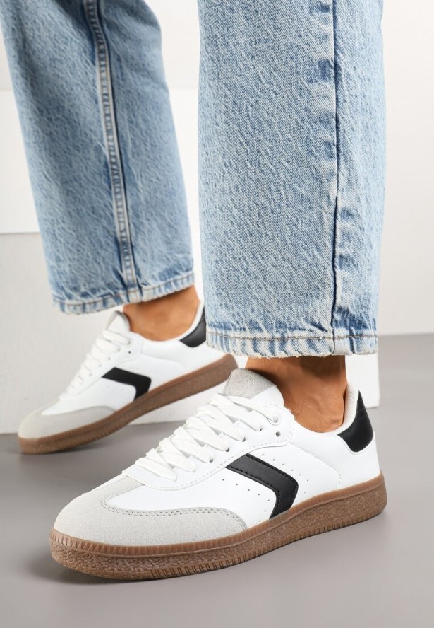 Białe Sneakersy w Stylu Tenisówek z Perforacją Aranaria