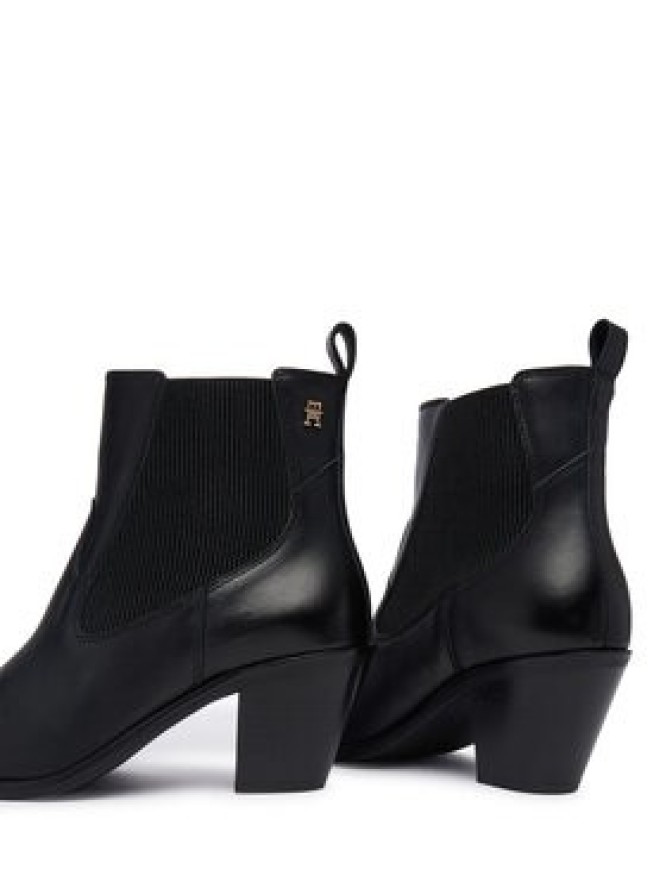 Tommy Hilfiger Botki Leather Western Chelsea Boot FW0FW09582 Czarny