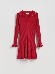 Sukienka z kołnierzykiem - czerwony