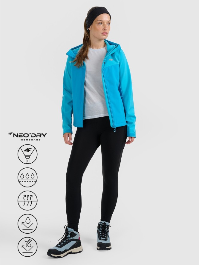 4F Kurtka softshell wiatroodporna membrana 8000 damska - niebieska L