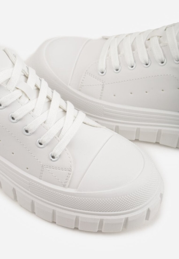 Białe Sneakersy VICES na Platformie w Stylu Chunky z Perforacją Hypsyllis