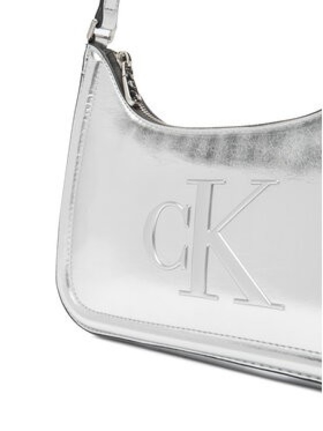 Calvin Klein Torebka Bold Ck Metallic Shoulder Bag LV04F3332G Srebrny