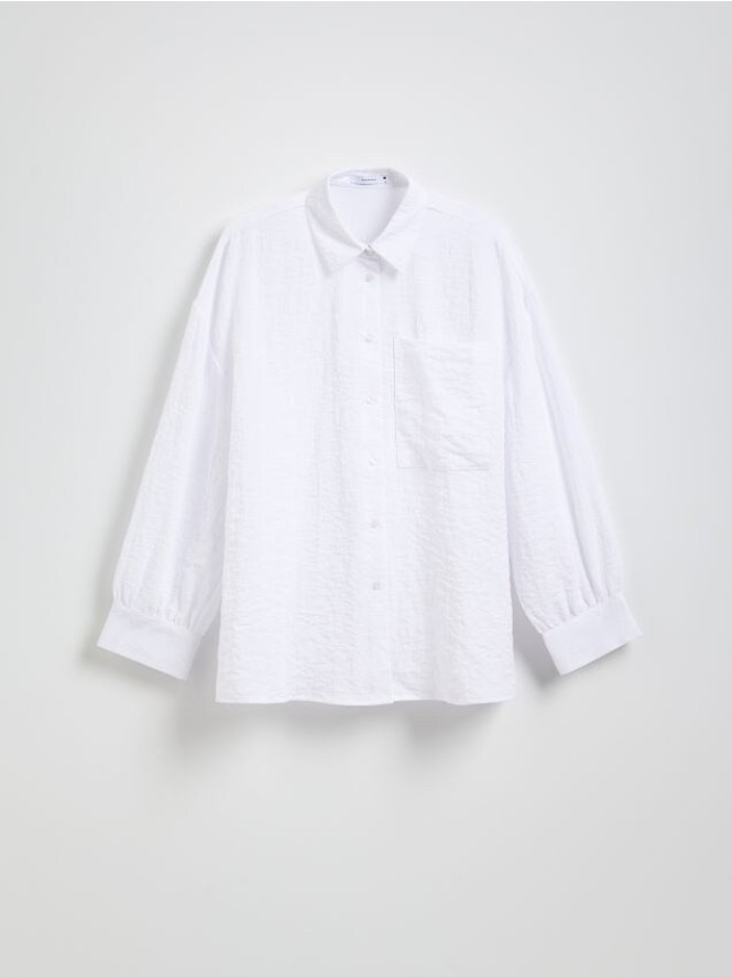 Koszula z efektem gniecenia - biały