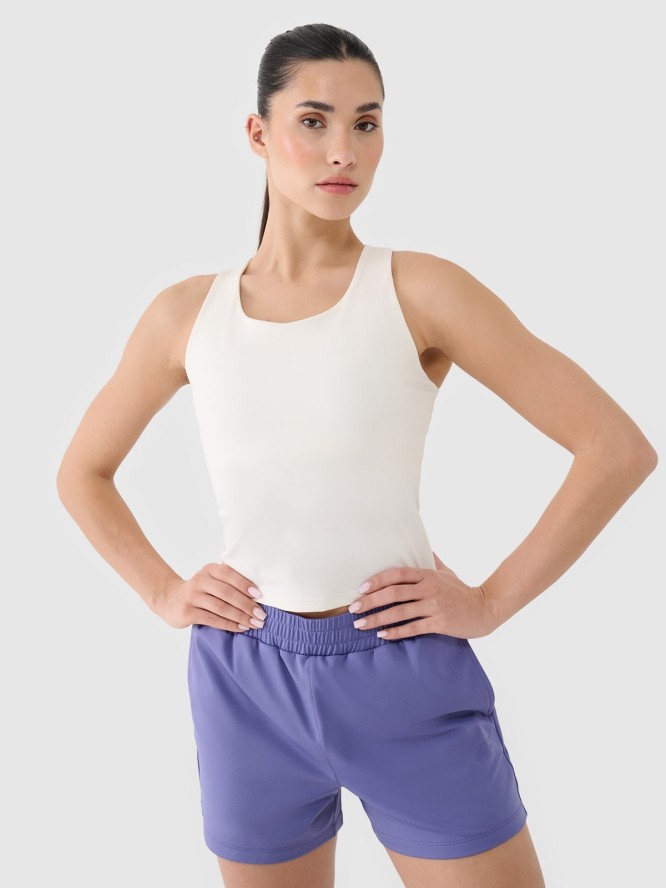 4F Crop-top treningowy szybkoschnący damski - biały XL