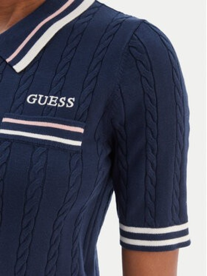 Guess Sweter V6RR02 Z4652 Granatowy Regular Fit