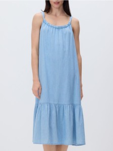 Sukienka z dodatkiem lnu - niebieski