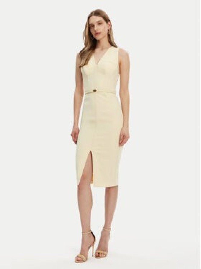 Elisabetta Franchi Sukienka koktajlowa AB-706-51E2-DC7 Żółty Slim Fit