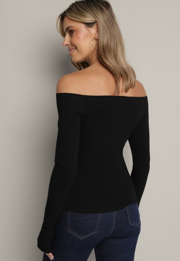 Czarna Bawełniana Bluzka z Otworem na Kciuk Terwiwi