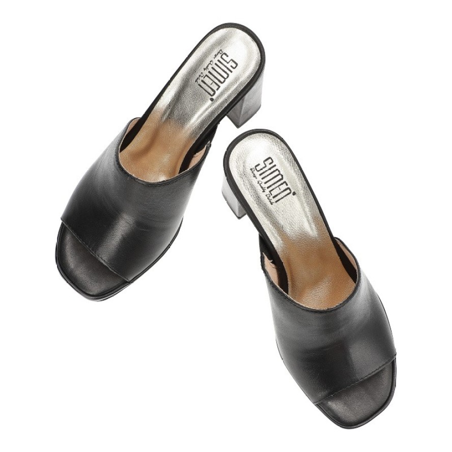 Czarne Klapki Simen Modne Obuwie Damskie