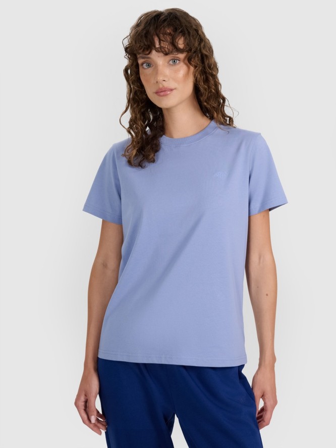 4F T-shirt regular gładki damski - granatowy L