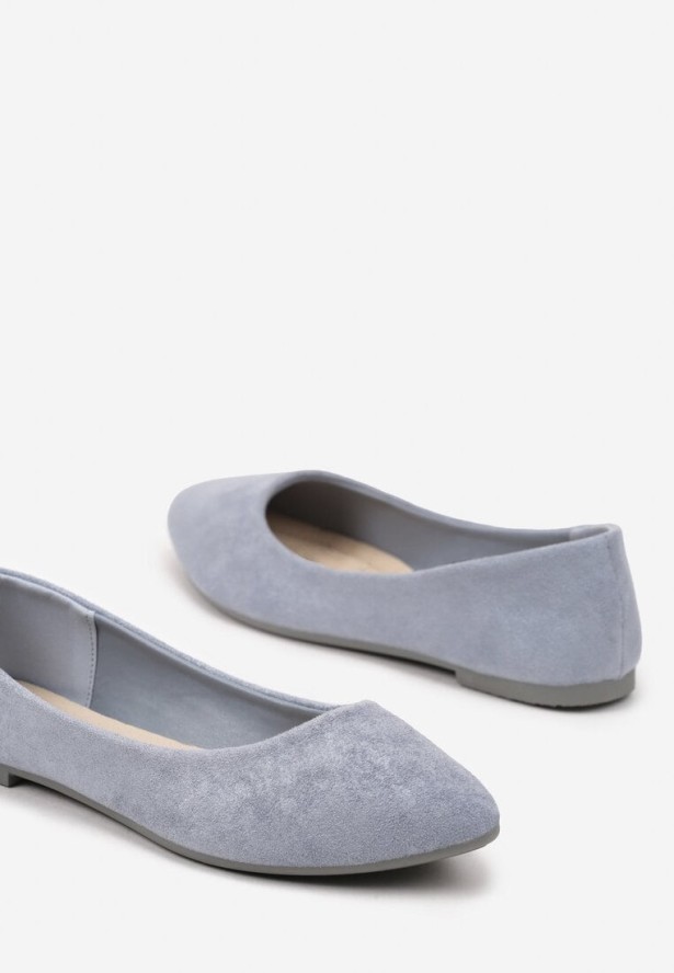 Niebieskie Balerinki w Minimalistycznym Stylu z Imitacji Zamszu Hirlivia