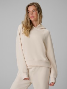 4F Bluza dresowa regular z modalem damska - kremowa XL