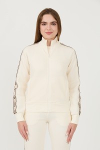 GUESS Beżowa damska bluza Britney Full Zip, Rozmiar XL