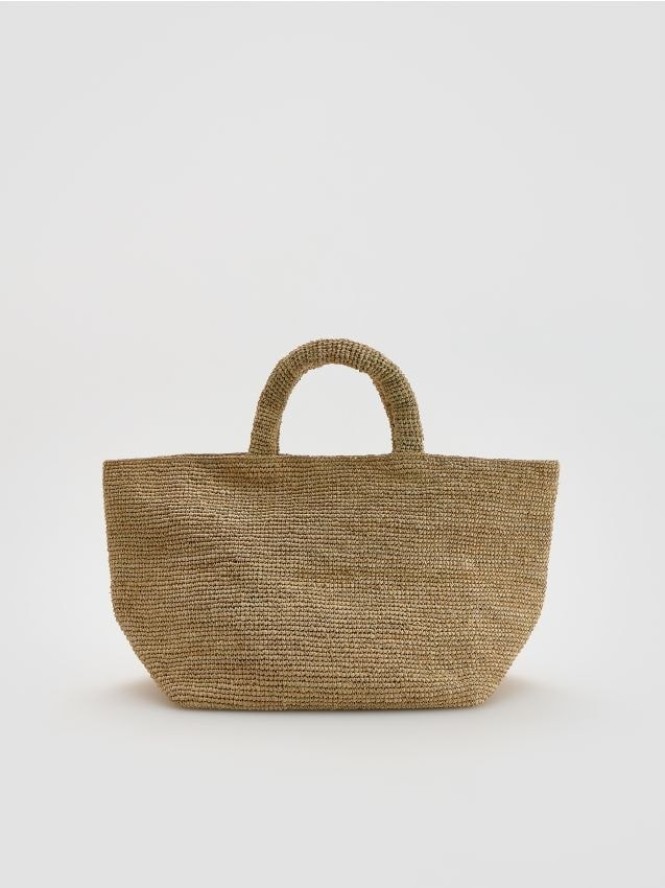 Torebka handmade z rafii - beżowy