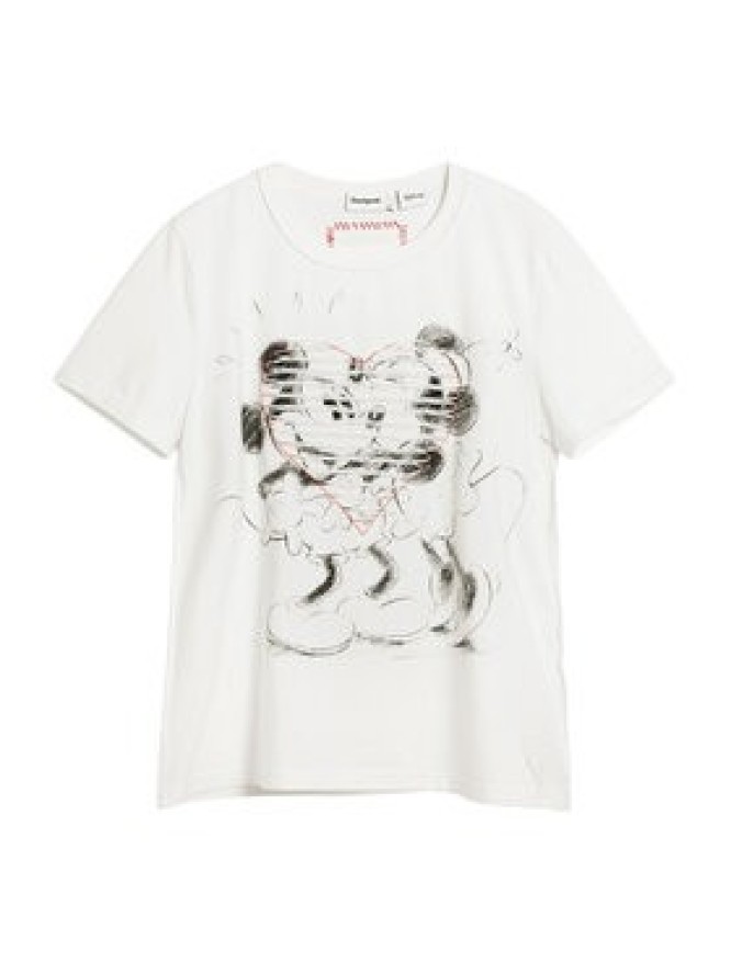 Desigual T-Shirt Core Mickey 26SWTK42 Biały Regular Fit