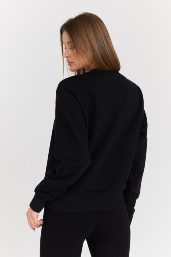 GUESS Czarna damska bluza z dużym logo Original Fleece, Rozmiar M