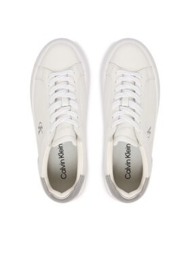 Calvin Klein Sneakersy Flatform Lace Up Lth Met YW0YW01929 Biały