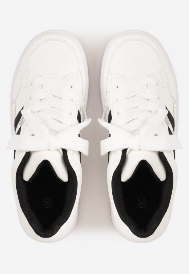 Białe Sneakersy Casual z Ozdobnymi Przeszyciami i Paskami z Boku Ariesera