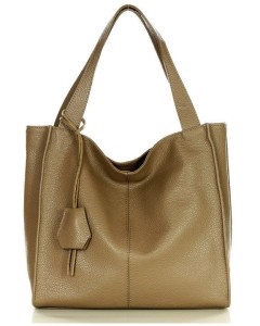 Shopperka skórzana MARCO MAZZINI beżowy taupe s139o