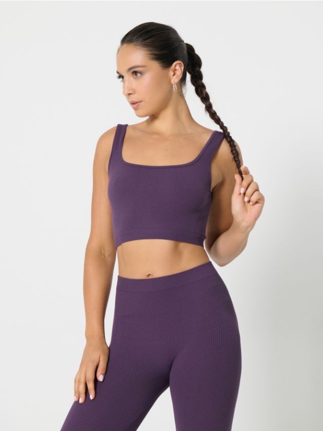 Bezszwowy top sportowy - fioletowy