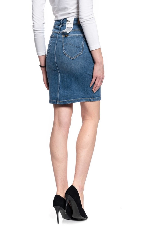 LEE Pencil Skirt DAMSKA SPÓDNICA JEANSOWA MID WORN MARTHA L38GQDTO 112108194