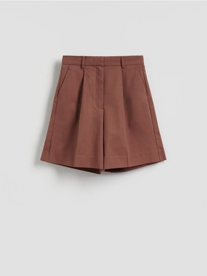 Szorty z lyocellem - brązowy