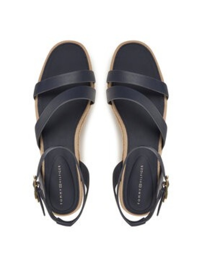 Tommy Hilfiger Espadryle Ankle Strap Leather Platform FW0FW08497 Granatowy