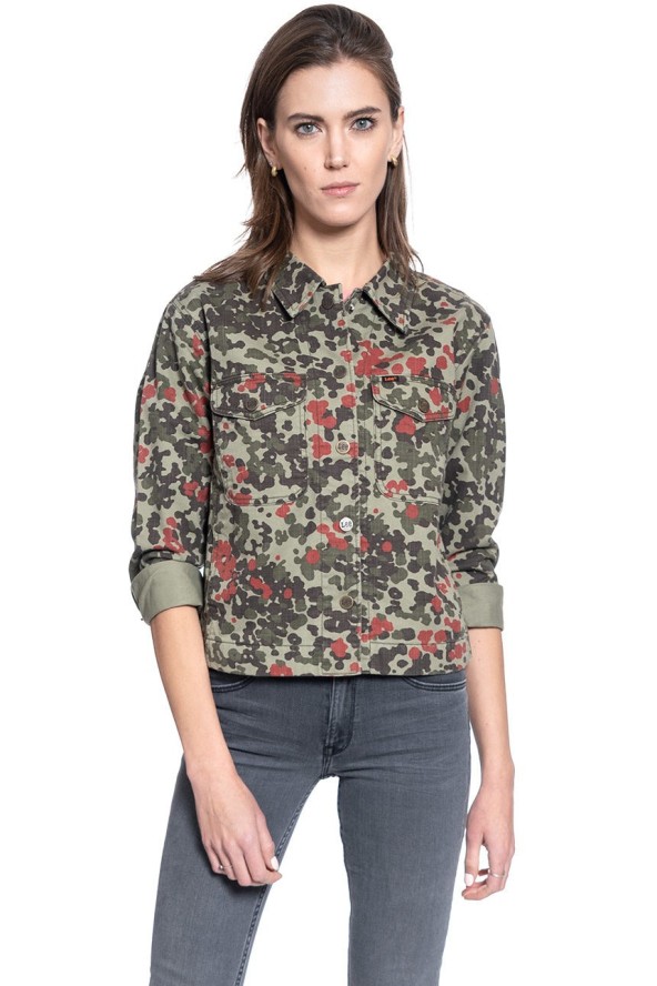 KURTKA JEANSOWA DAMSKA LEE MILITARY OVERSHIRT REGULAR L51BSBQY 112111517