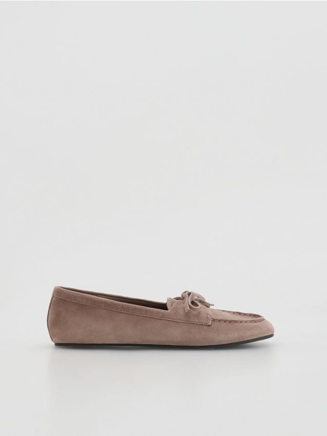 Loafersy z owczej skóry - różowy