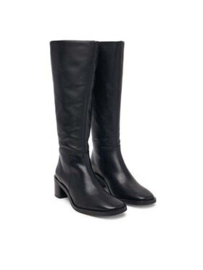 Calvin Klein Kozaki Block Heel High Boot Zip Lth HW0HW03172 Czarny