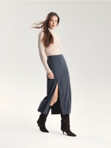 Spódnica midi z rozcięciem - szary