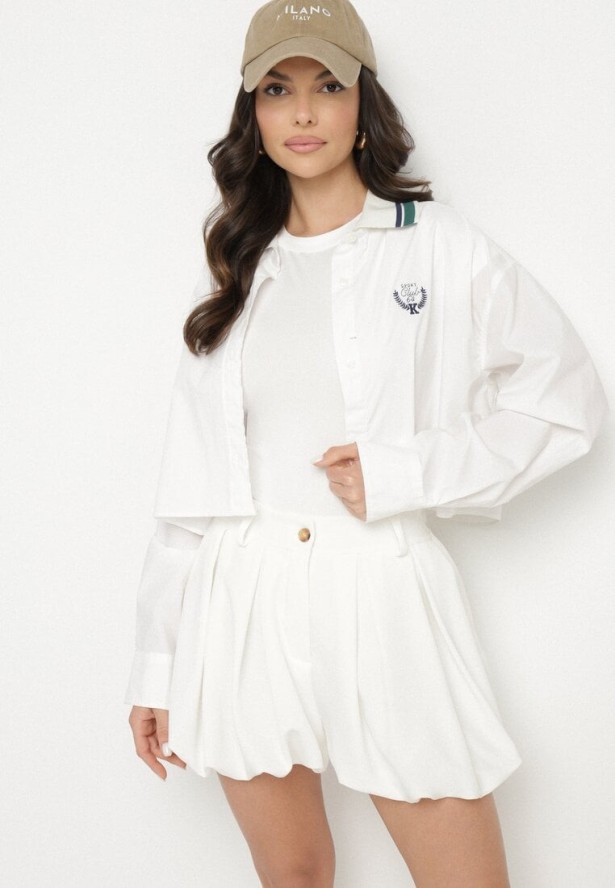 Jasnobeżowe Szorty z Wiskozą o Fasonie Bombki Kolindra