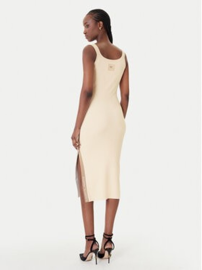 Elisabetta Franchi Sukienka dzianinowa AM-03S-61E2 Beżowy Regular Fit