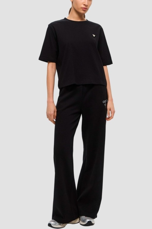 GUESS Czarny bawełniany t-shirt damski Colette Boxy, Rozmiar S