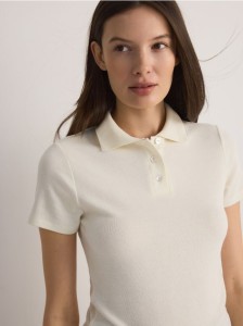 T-shirt polo z wiskozą - jasnożółty