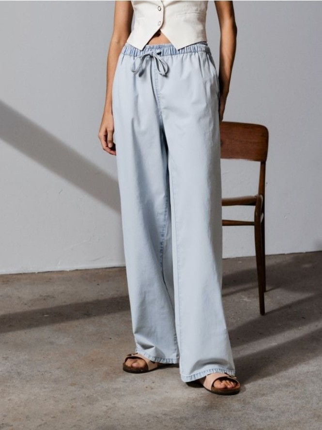 Jeansy wide leg - niebieski