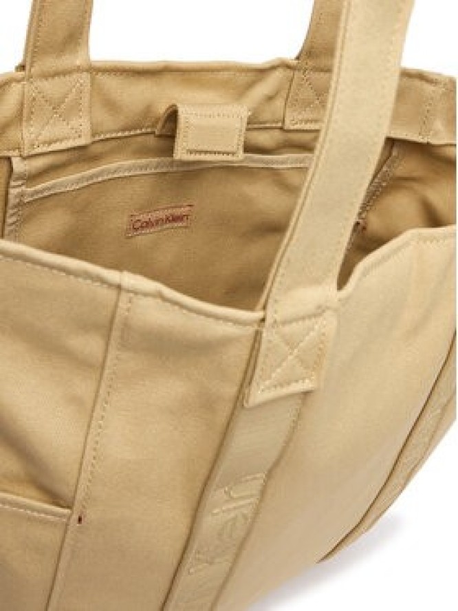 Calvin Klein Torebka Webbing Strap Canvas Tote LV04F3463G Beżowy