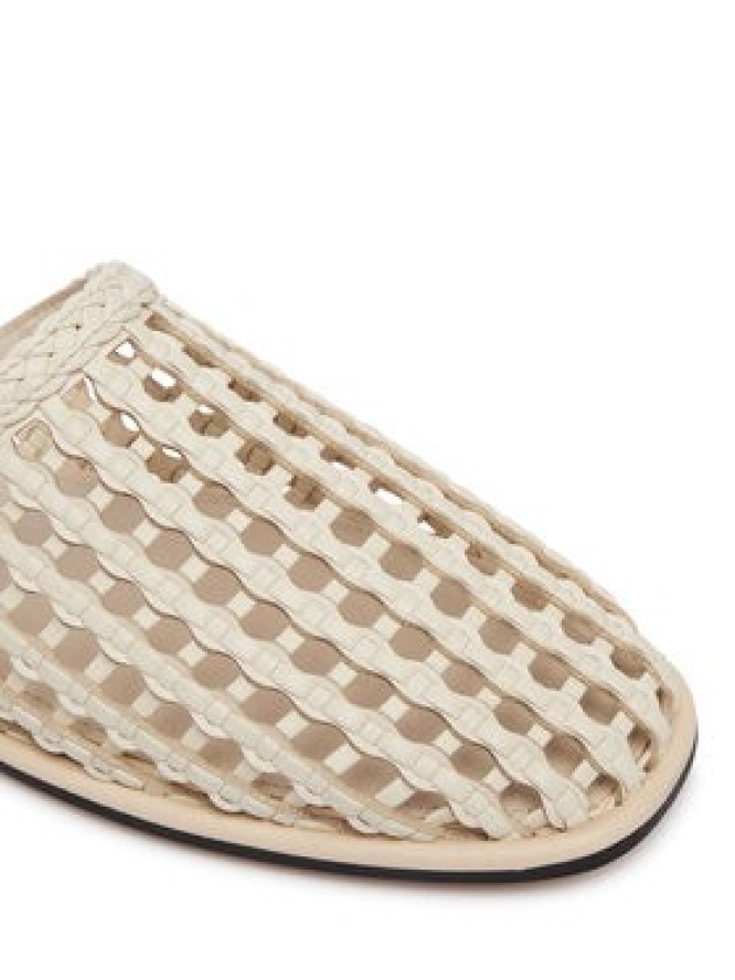Tommy Hilfiger Klapki Hilfiger Leather Mix Flat Mule FW0FW09280 Kremowy