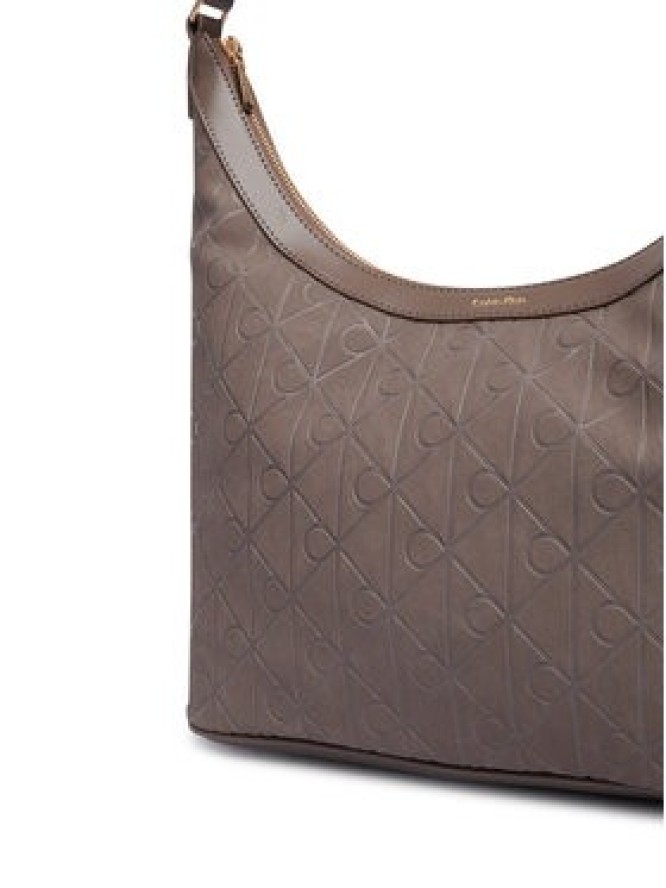 Calvin Klein Torebka Emblem Aop Sueded M Shoulder Bag LV04F3881G Beżowy