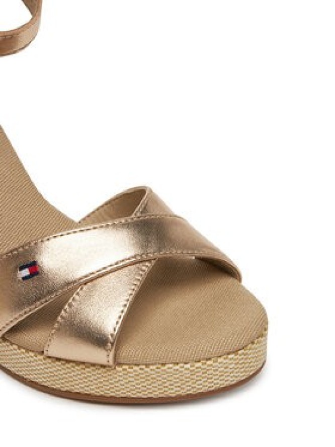 Tommy Hilfiger Sandały Flag Metallic High Wedge Espad FW0FW08811 Złoty