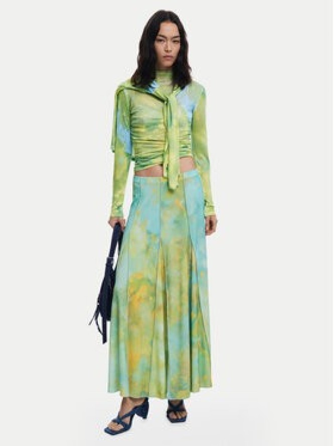 Desigual Spódnica maxi Desvanecer 25WWFK06 Zielony Regular Fit