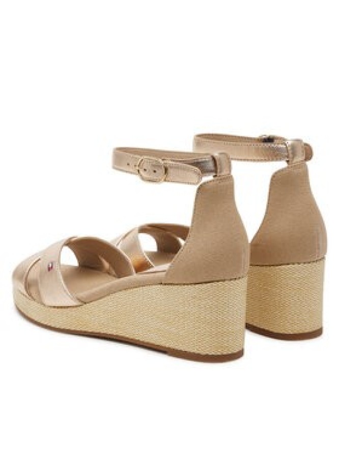 Tommy Hilfiger Sandały Flag Metallic Mid Wedge Espad FW0FW08810 Beżowy