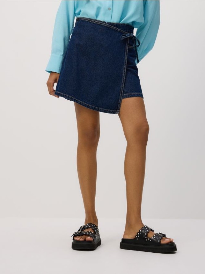 Jeansowe spódnico-szorty - granatowy