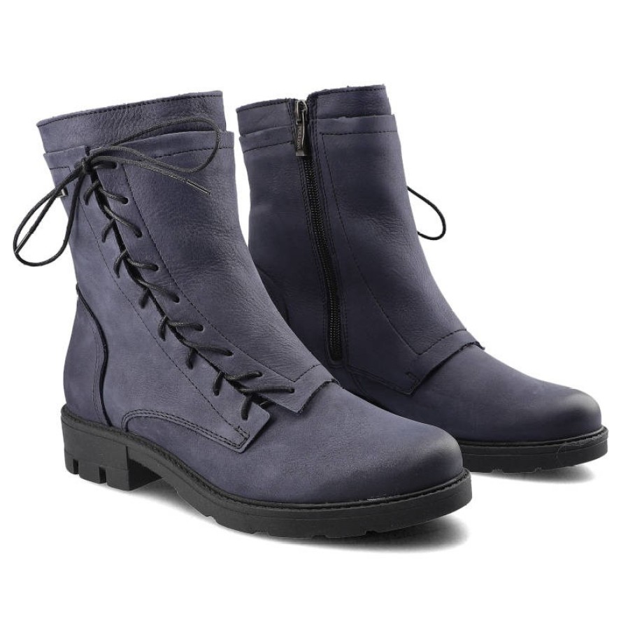 Granatowe Botki Pollonus Damskie Wygodne Buty