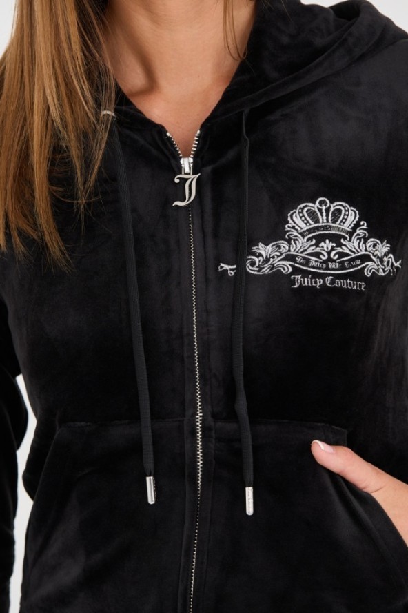 JUICY COUTURE Czarna damska bluza Arched Metallic, Rozmiar M