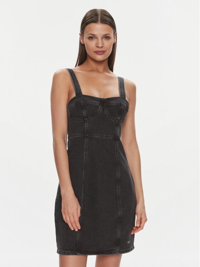 Tommy Jeans Sukienka jeansowa DW0DW17698 Czarny Slim Fit