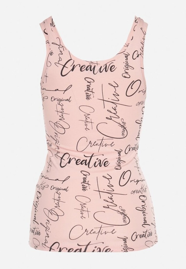 Różowy Top z Bawełny z Napisami Savanette