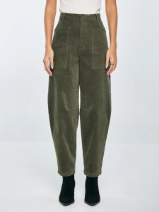 spodnie damskie sztruks 7/8 z kieszeniami khaki nadine 303