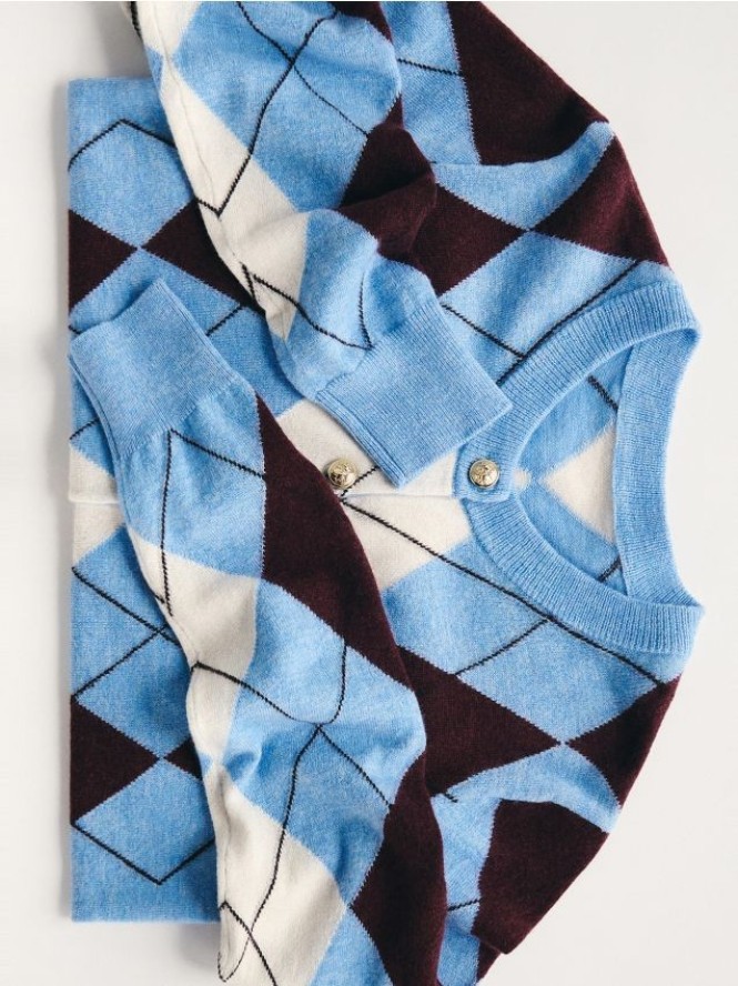 Wełniany kardigan ze wzorem - wielobarwny