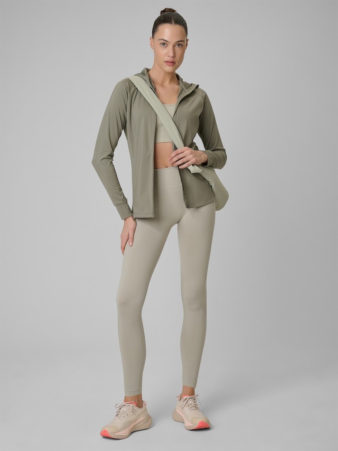 4F Bluza treningowa regular szybkoschnąca damska - oliwkowa XXL